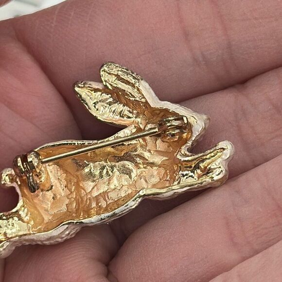 VTG Easter Rhinestone Pave Adorable Peter Cottontail Bunny Brooch - Picture 11 of 11